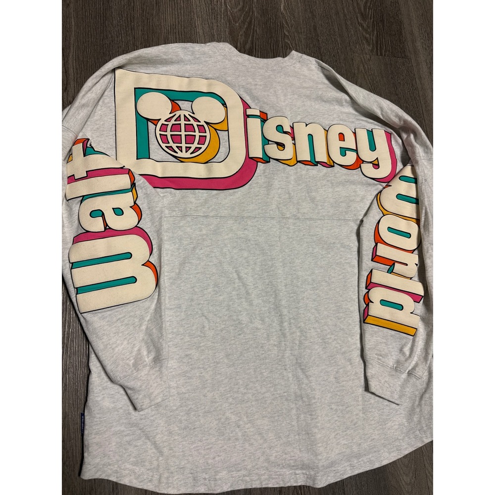 Walt Disney World Spirit Jersey Mens XL Gray Long Sleeve Puffy Ink Est 1971